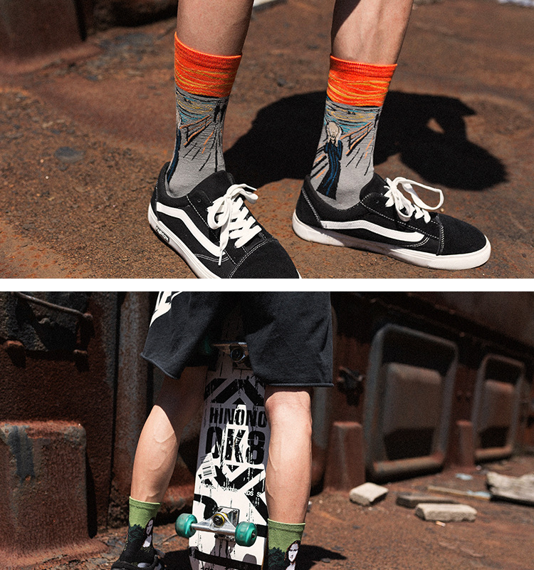 Happy Socks Men Funny Art Dress Socks Color Lot Women Fashion Socks Set Print Van Gogh Art Socks