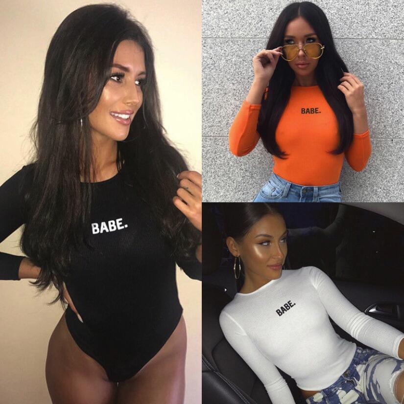 New Womens Long Sleeve Shirt Bodysuit Stretch Leotard Ladies Tops T Shirts Casual Tops Jumpsuit