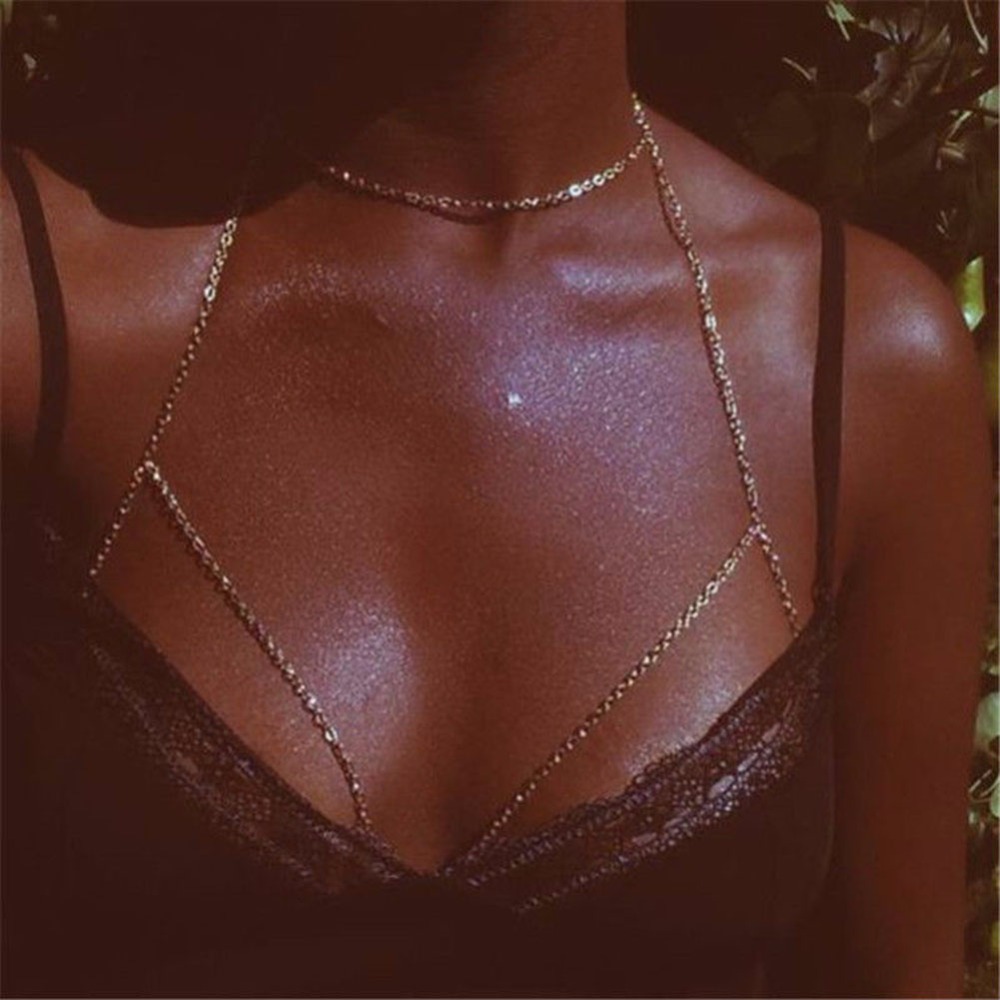 Fashion Women Sexy Sequins Bra Bikini Beach Harness Necklace Waist Belly Body Chain Fashion Jewelry