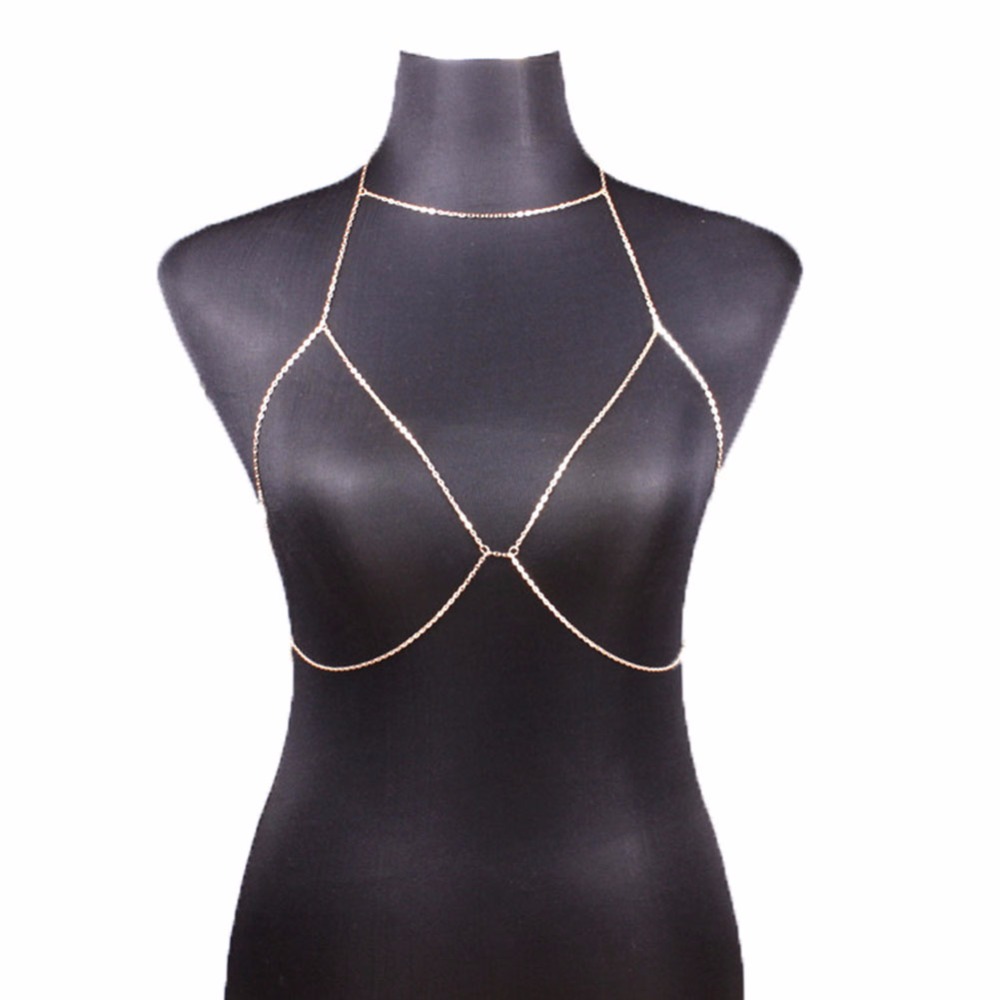 Fashion Women Sexy Sequins Bra Bikini Beach Harness Necklace Waist Belly Body Chain Fashion Jewelry