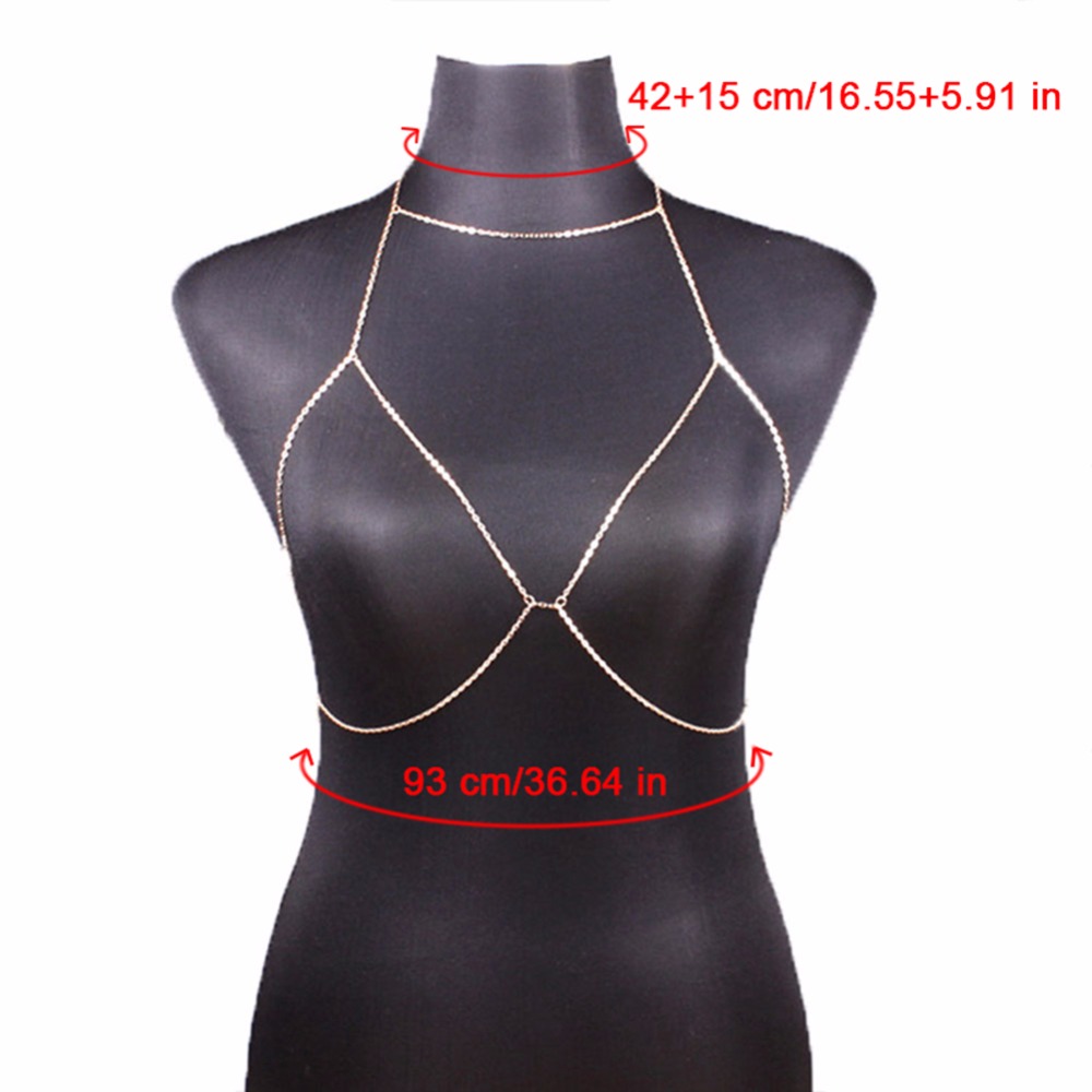 Fashion Women Sexy Sequins Bra Bikini Beach Harness Necklace Waist Belly Body Chain Fashion Jewelry