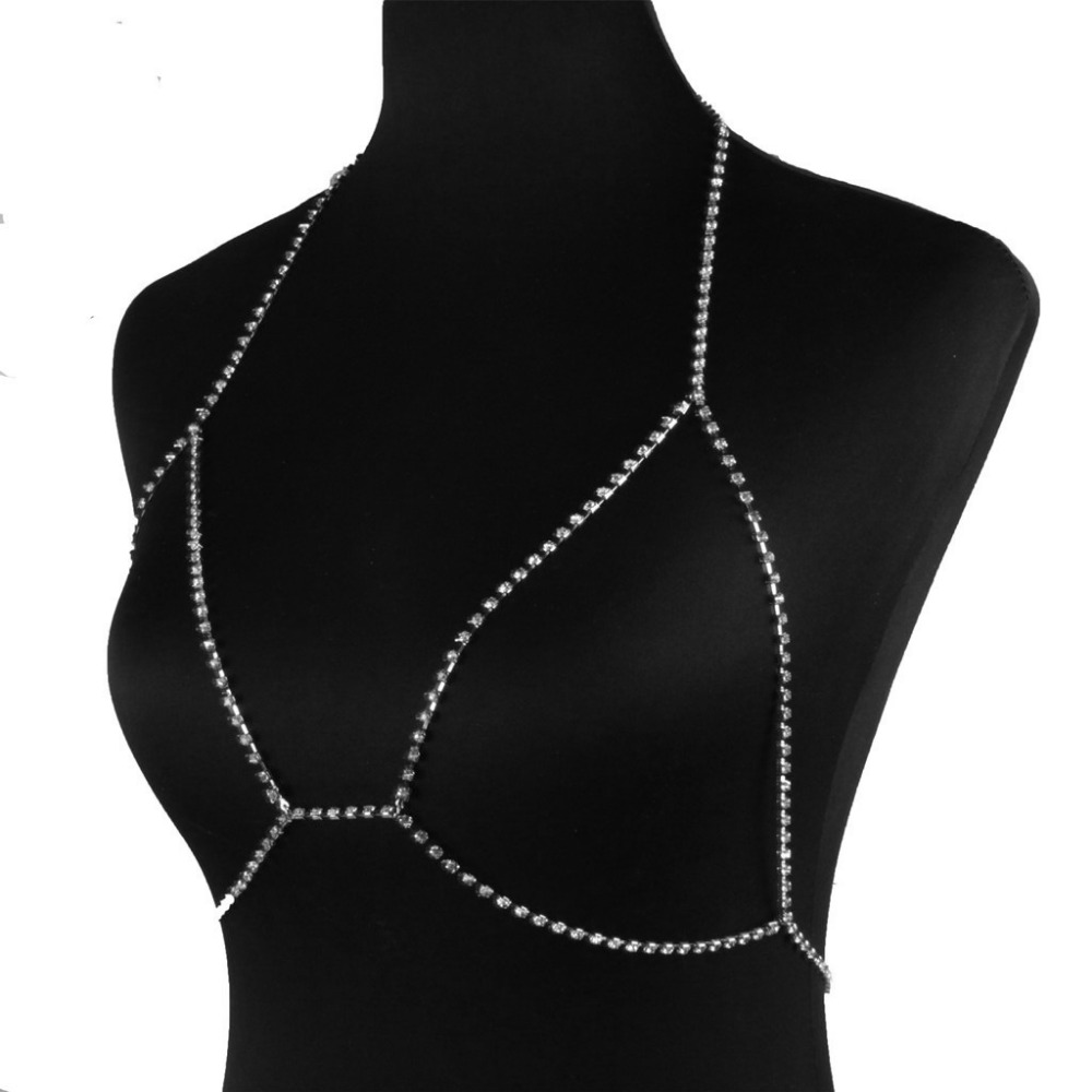 New Sexy Crystal Body Chain Women Rhinestone Body Bra Sparkle Beach Bikini Chain Body Jewelry