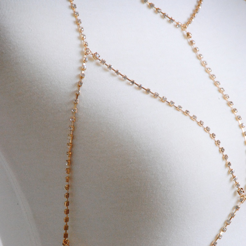 Bikini Body Chain Exclusive Custom Sexy Metal Body Chain Breast Bra Hollow Statement Choker Collars