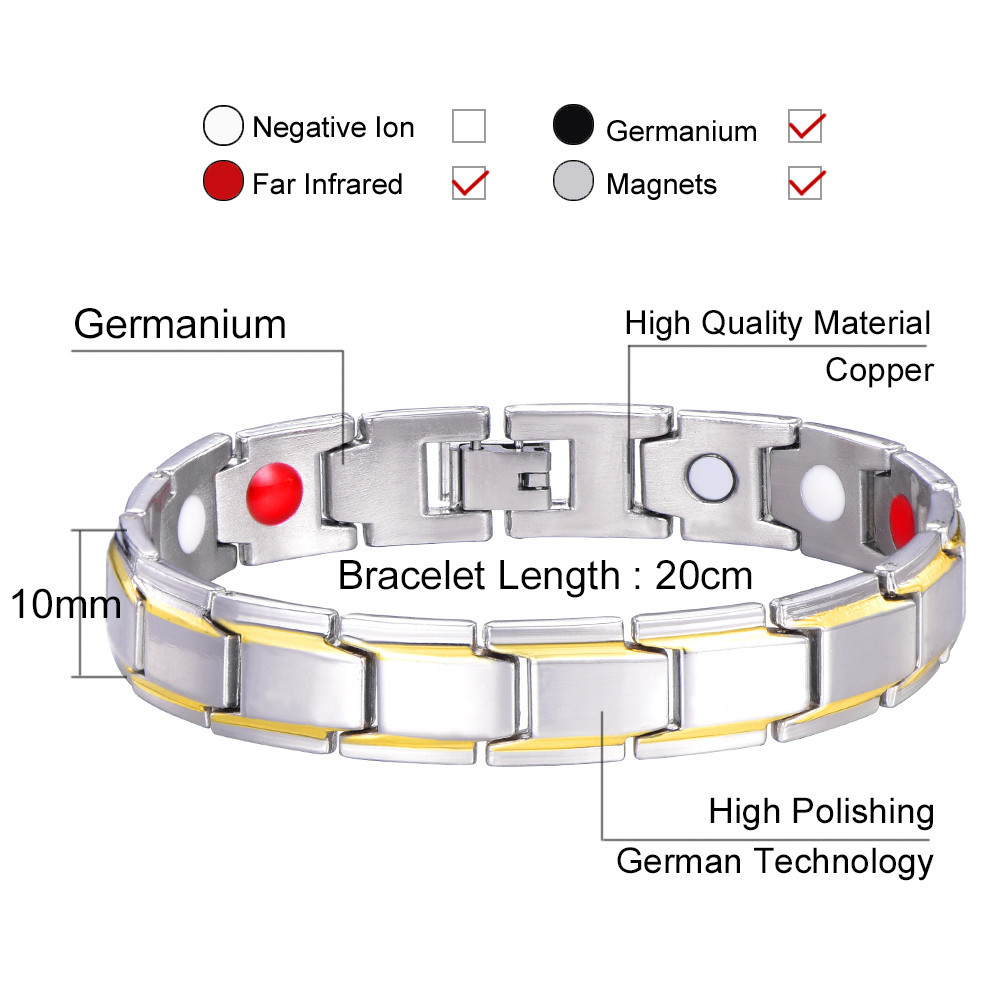Magnetic Hematite Copper Bracelet Men Health Bracelets With Buckle Clasp Therapy Bangles Jewelry