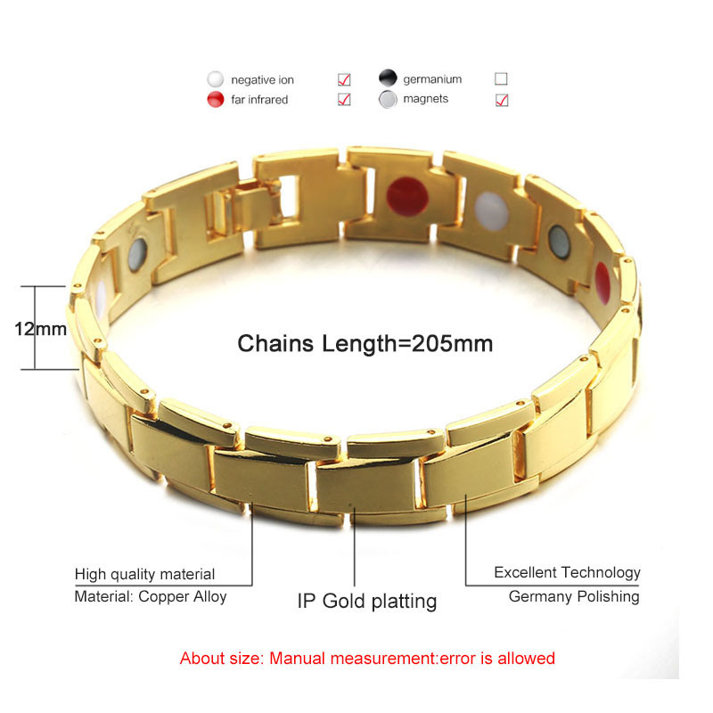 Magnetic Hematite Copper Bracelet Men Health Bracelets With Buckle Clasp Therapy Bangles Jewelry