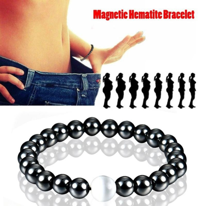 Weight Loss Round Black Stone Magnetic Therapy Bracelet Health Care Magnetic Hematite Bracelet