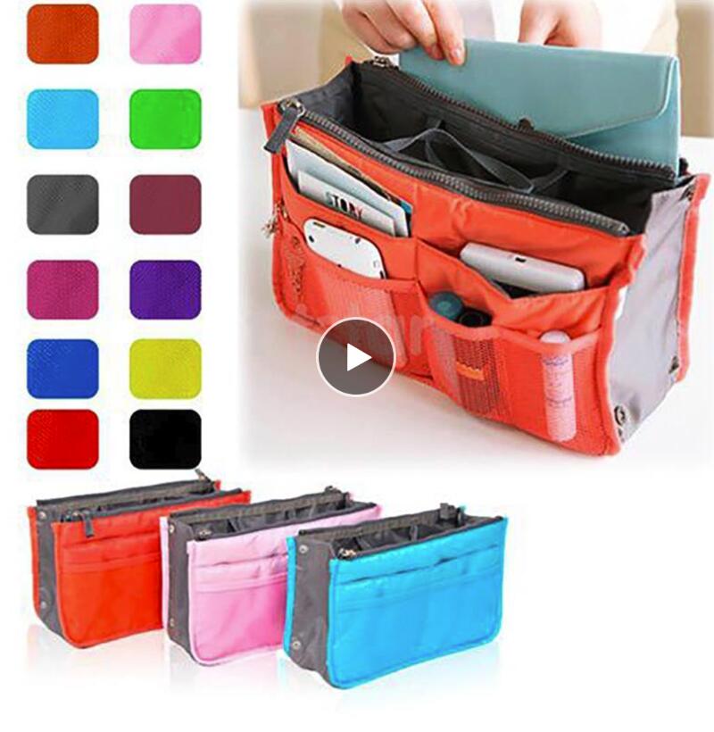 Organizer Insert Bag Women Nylon Travel Organizer Handbag Large Liner Lady Makeup Cosmetic Bags