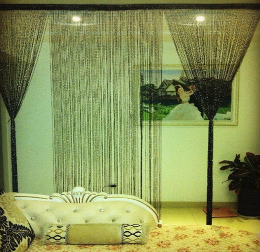 Door String Curtain Shiny Tassel Flash Line Window Curtain Valance Divider Decorative Party Wedding