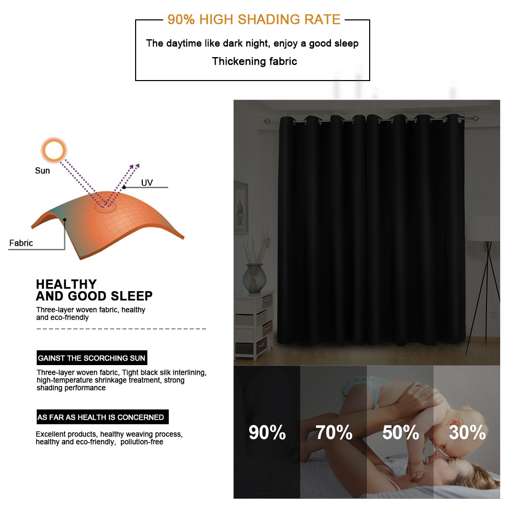 1Pc Modern Blackout Curtains Window Blinds Finished Drapes Window Blackout Curtains Living room