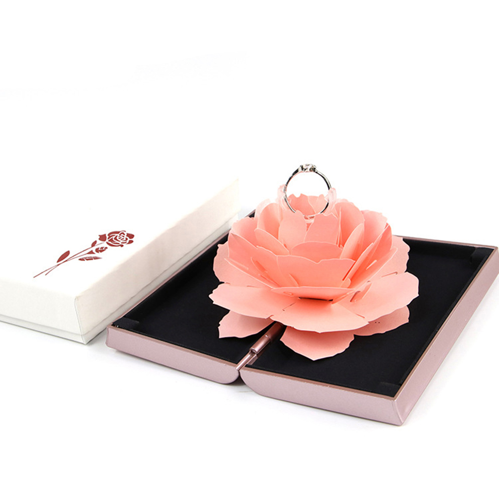 Unique Pop Up Rose Wedding Rings Box Surprise Jewelry Storage Holder Valentine&apos;s day Gift Boxes