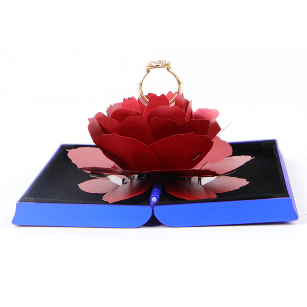 Unique Pop Up Rose Wedding Rings Box Surprise Jewelry Storage Holder Valentine&apos;s day Gift Boxes