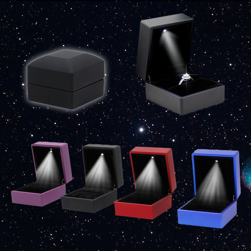 LED Light Earring Ring Gift Box Wedding Ring Jewelry Display Organizer Storage For Engagement Gifts