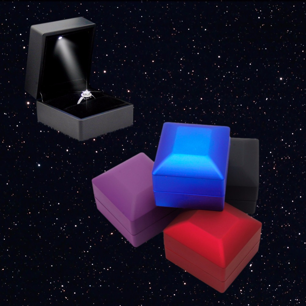 LED Light Earring Ring Gift Box Wedding Ring Jewelry Display Organizer Storage For Engagement Gifts