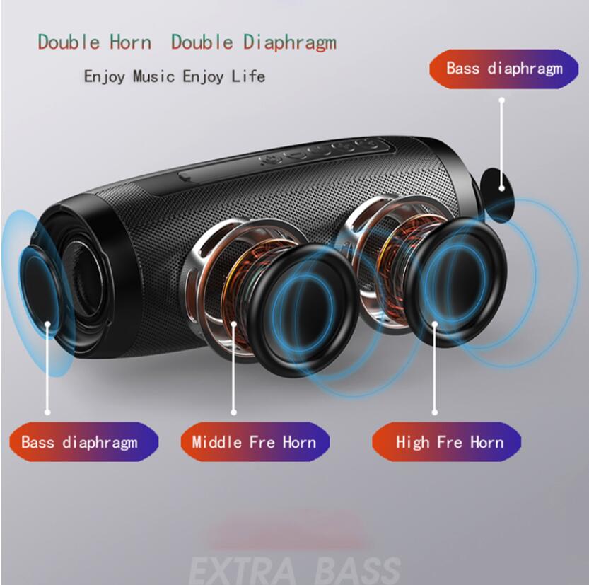 Wireless Bluetooth Speakers LED Boom Box Outdoor Bass Subwoofer Sound Box Support TF USB Subwoffer