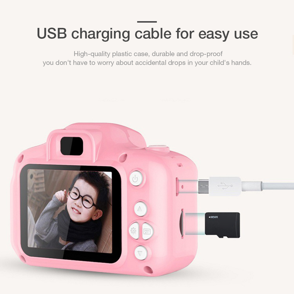 2 Inch HD Screen Chargable Digital Mini Camera Kids Cartoon Cute Camera Toys Child Birthday Gifts