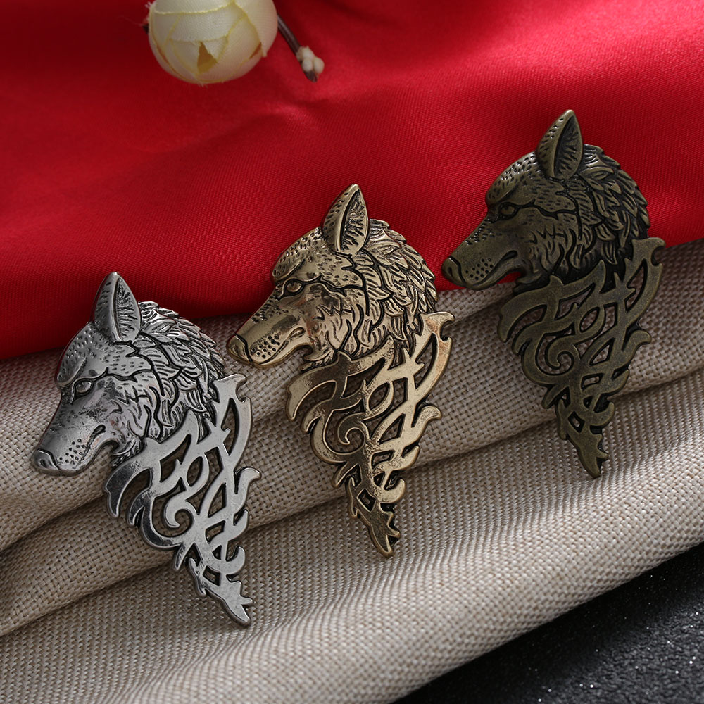 1Pc Charming Vintage Men Punk Wolf Badge Brooch Lapel Pin Shirt Suit Collar Jewelry Gift Men