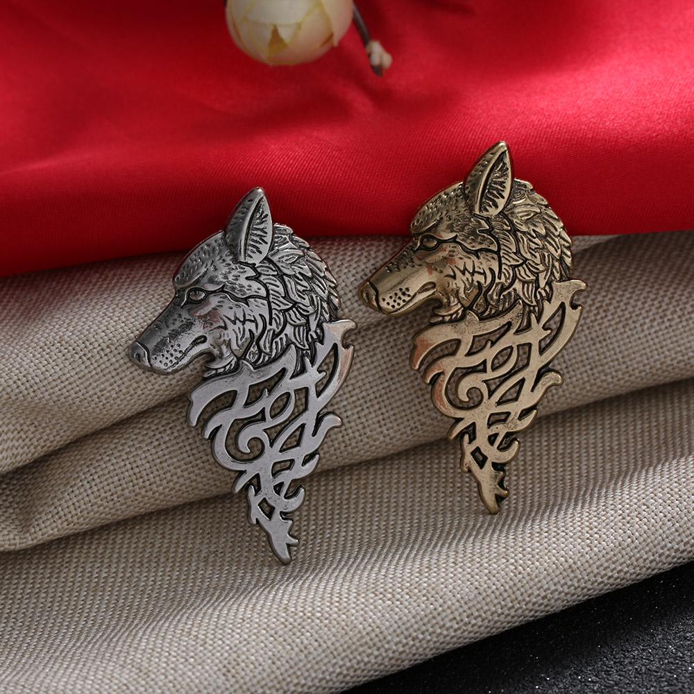 1Pc Charming Vintage Men Punk Wolf Badge Brooch Lapel Pin Shirt Suit Collar Jewelry Gift Men