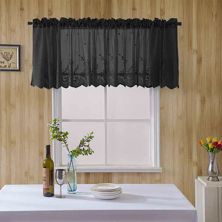 Lace Jacquard Window Curtains Lace Hem Coffee Short Curtain Kitchen Cabinet Door Bedroom Home Decor