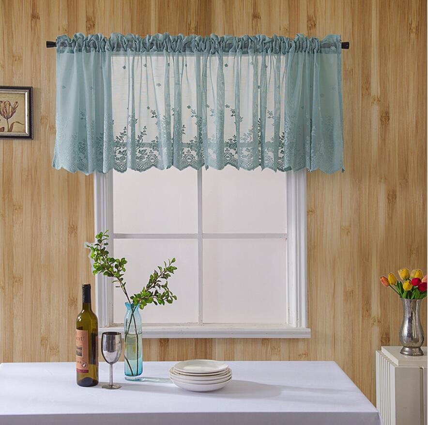 Lace Jacquard Window Curtains Lace Hem Coffee Short Curtain Kitchen Cabinet Door Bedroom Home Decor