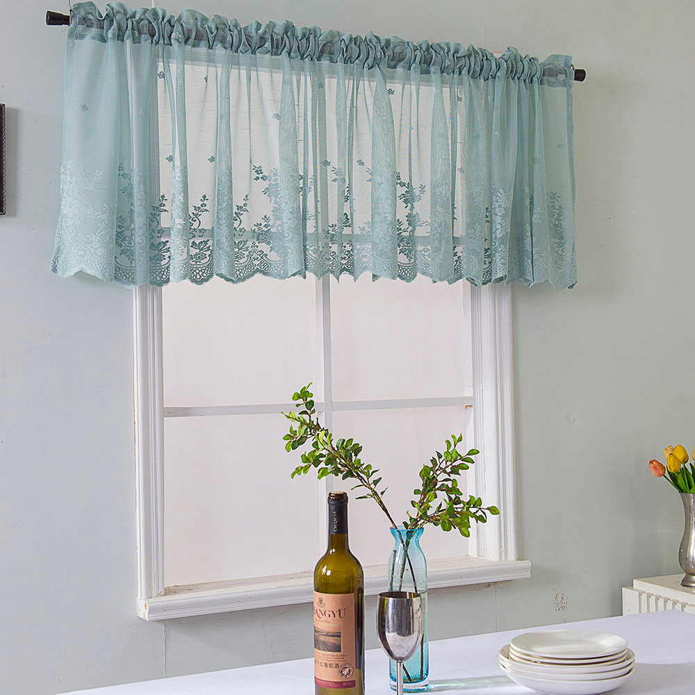 Lace Jacquard Window Curtains Lace Hem Coffee Short Curtain Kitchen Cabinet Door Bedroom Home Decor