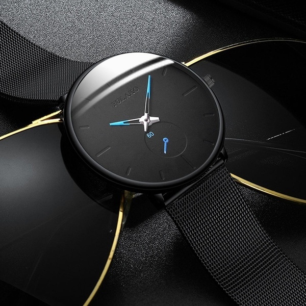 Men Classic Wristwatch Alloy Mesh Belt Ultra Men&apos;s Watches Business Leather Quartz Watches Gifts