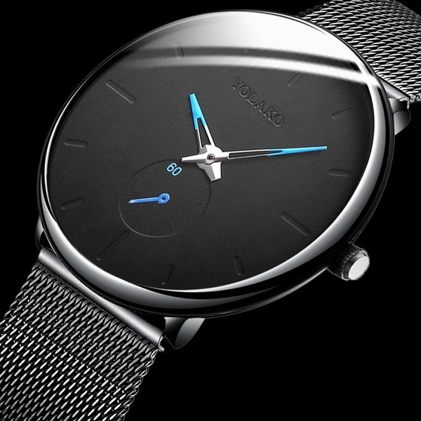 Men Classic Wristwatch Alloy Mesh Belt Ultra Men&apos;s Watches Business Leather Quartz Watches Gifts