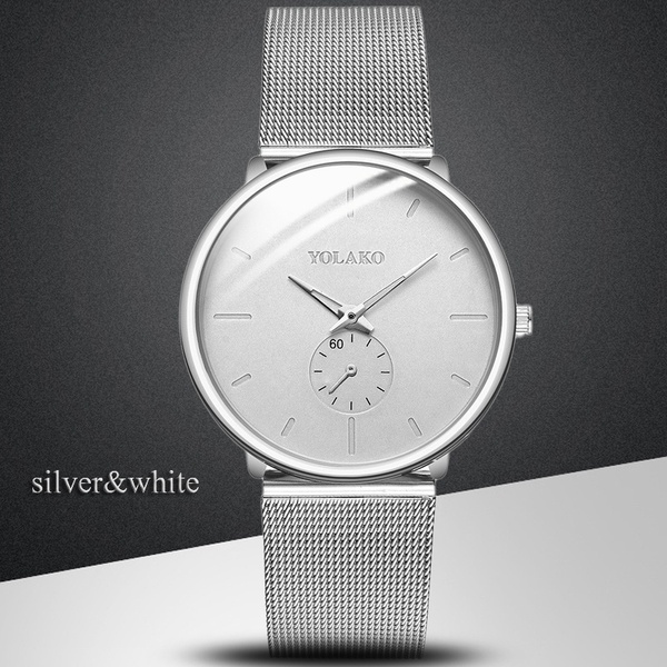 Men Classic Wristwatch Alloy Mesh Belt Ultra Men&apos;s Watches Business Leather Quartz Watches Gifts