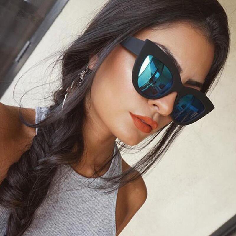 Ins Hot Vintage Sunglasses Women Cat Eye Sunglasses Retro Sun glasses Female Pink Mirror Eyewear