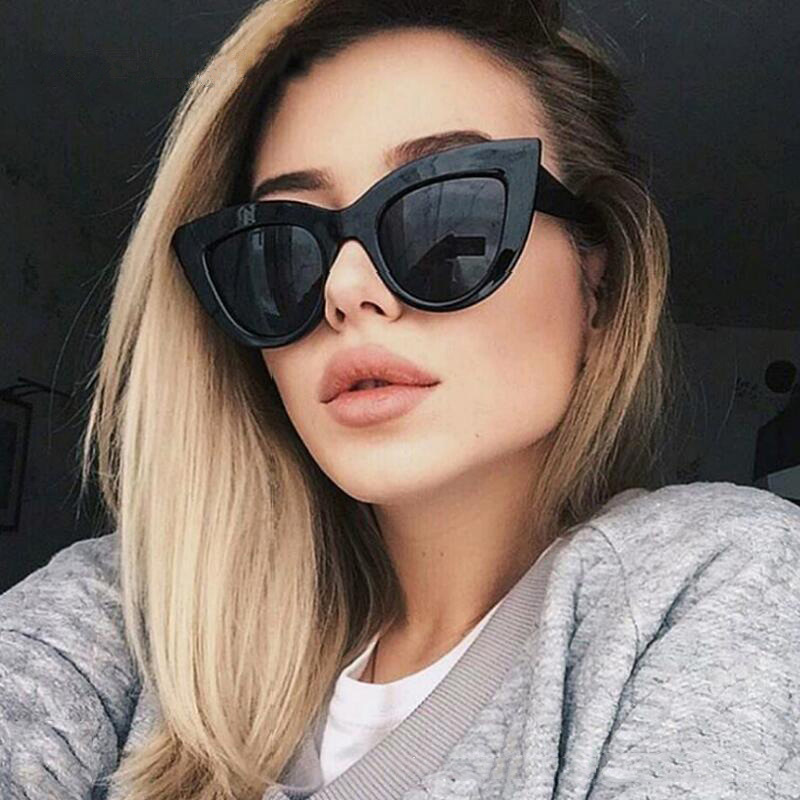 Ins Hot Vintage Sunglasses Women Cat Eye Sunglasses Retro Sun glasses Female Pink Mirror Eyewear