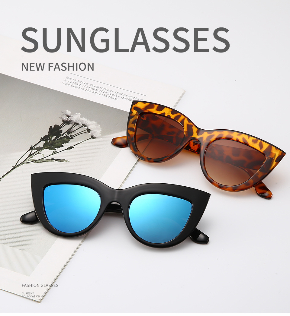Ins Hot Vintage Sunglasses Women Cat Eye Sunglasses Retro Sun glasses Female Pink Mirror Eyewear