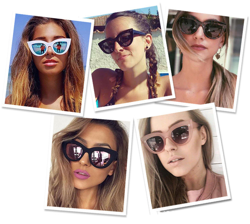 Ins Hot Vintage Sunglasses Women Cat Eye Sunglasses Retro Sun glasses Female Pink Mirror Eyewear