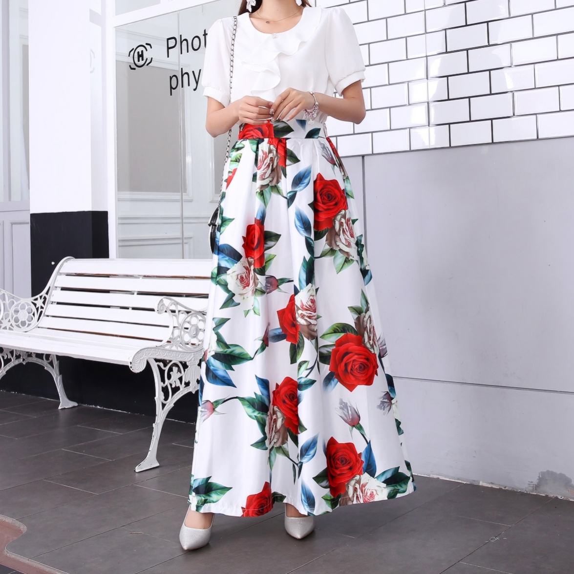 Skirts Women High Waist Pockets Long Skirts Vintage Chic Floral Printed Maxi Skirt Plus size Dresses