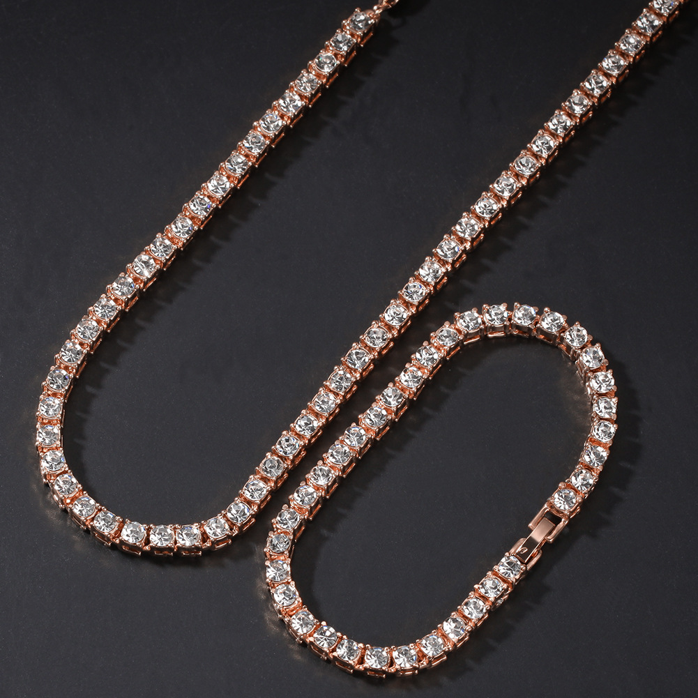 Men Hip Hop Bling Bling Iced Out Tennis Chains Necklaces Luxury Gold Men Chain Fashion Jewelry