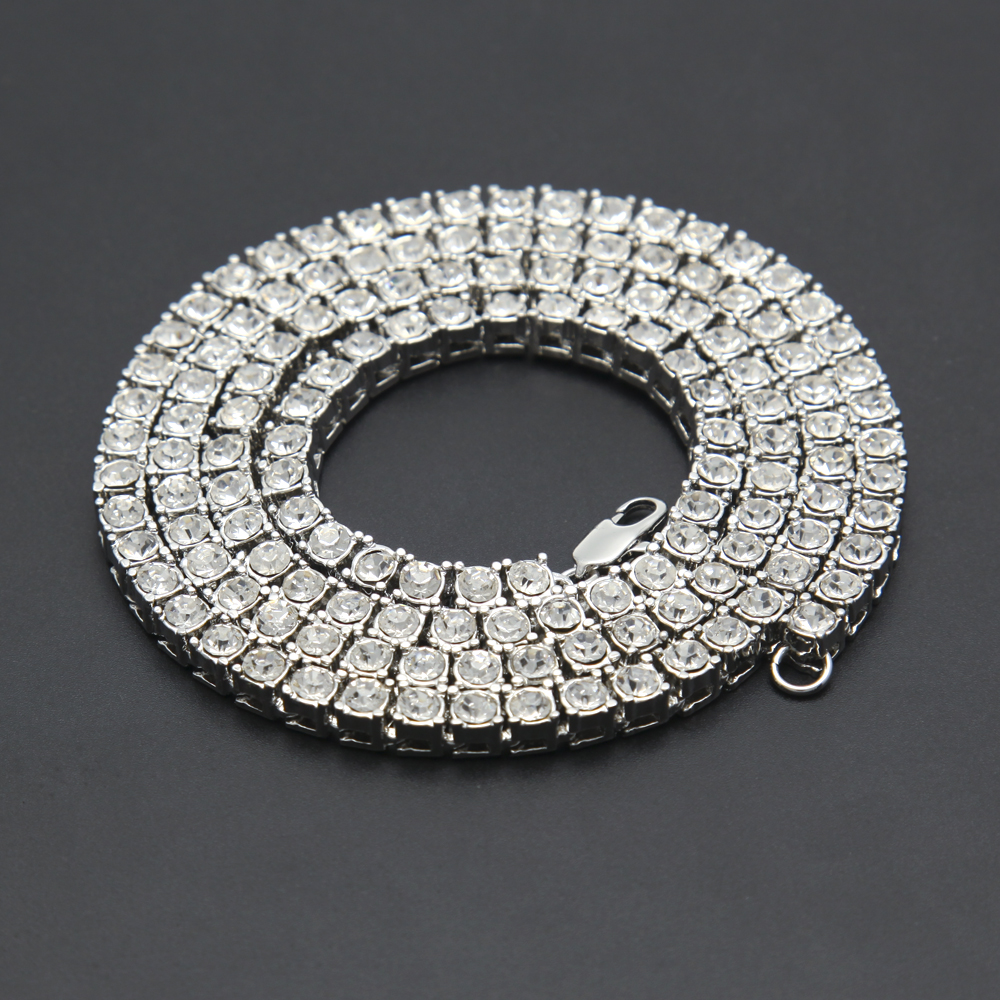 Men Hip Hop Bling Bling Iced Out Tennis Chains Necklaces Luxury Gold Men Chain Fashion Jewelry