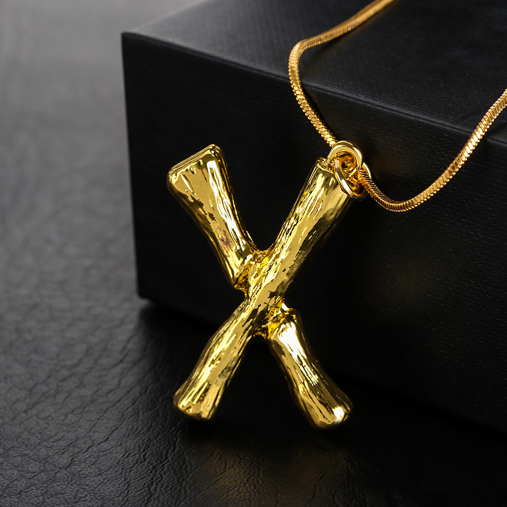 Initial Letters Necklace Women Gold Chain Fashion Long Necklaces Big Pendant Boho Statement Necklace