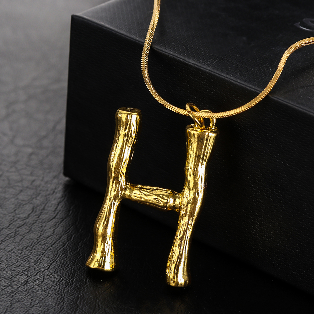 Initial Letters Necklace Women Gold Chain Fashion Long Necklaces Big Pendant Boho Statement Necklace