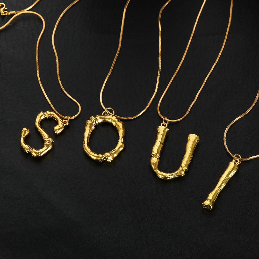 Initial Letters Necklace Women Gold Chain Fashion Long Necklaces Big Pendant Boho Statement Necklace