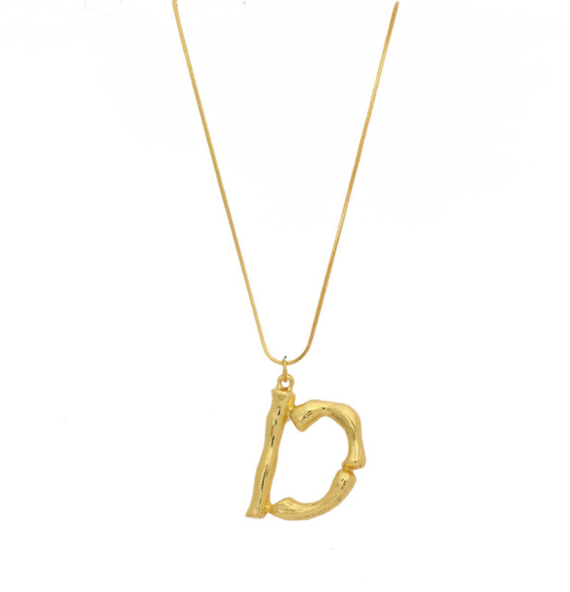 Initial Letters Necklace Women Gold Chain Fashion Long Necklaces Big Pendant Boho Statement Necklace