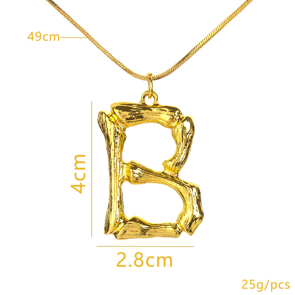 Initial Letters Necklace Women Gold Chain Fashion Long Necklaces Big Pendant Boho Statement Necklace