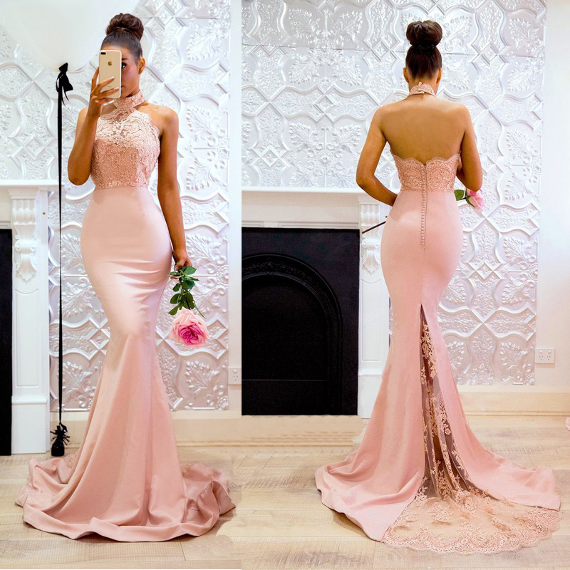 New Sexy Backless Prom Dresses Women Sleeveless Mermaid Women Pageant Formal Evening Dress