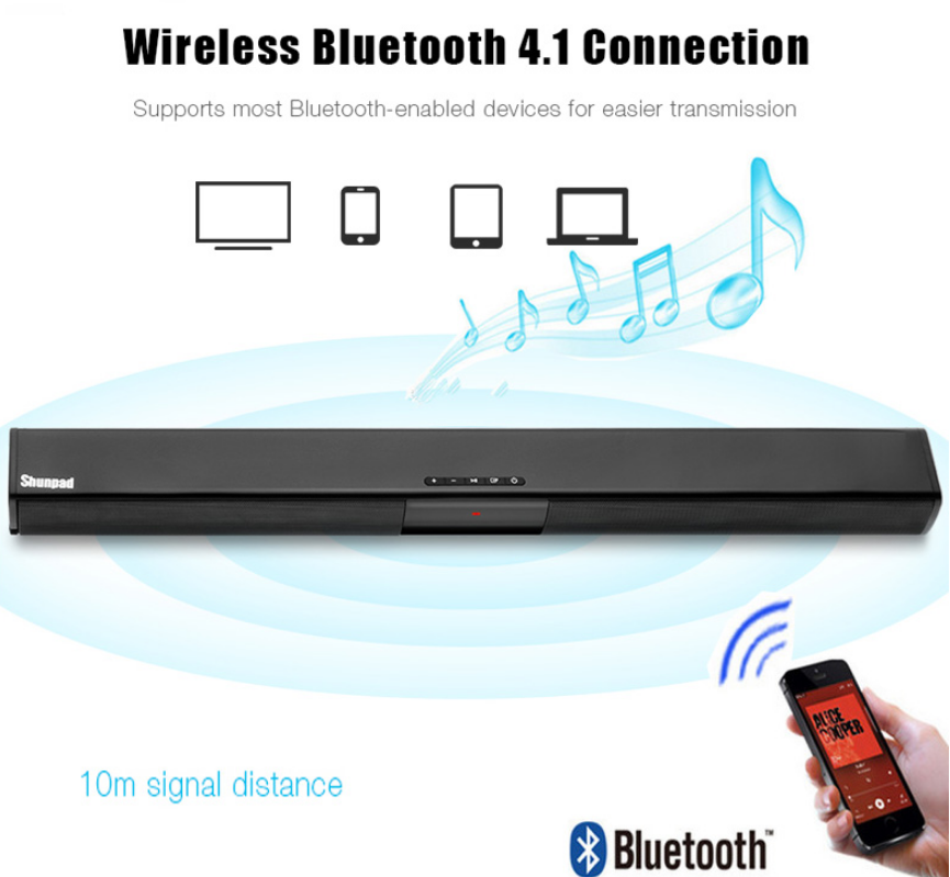 20W Wireless Bluetooth Soundbar Stereo Speakers Hifi Home Theater TV Sound Bars Sound System