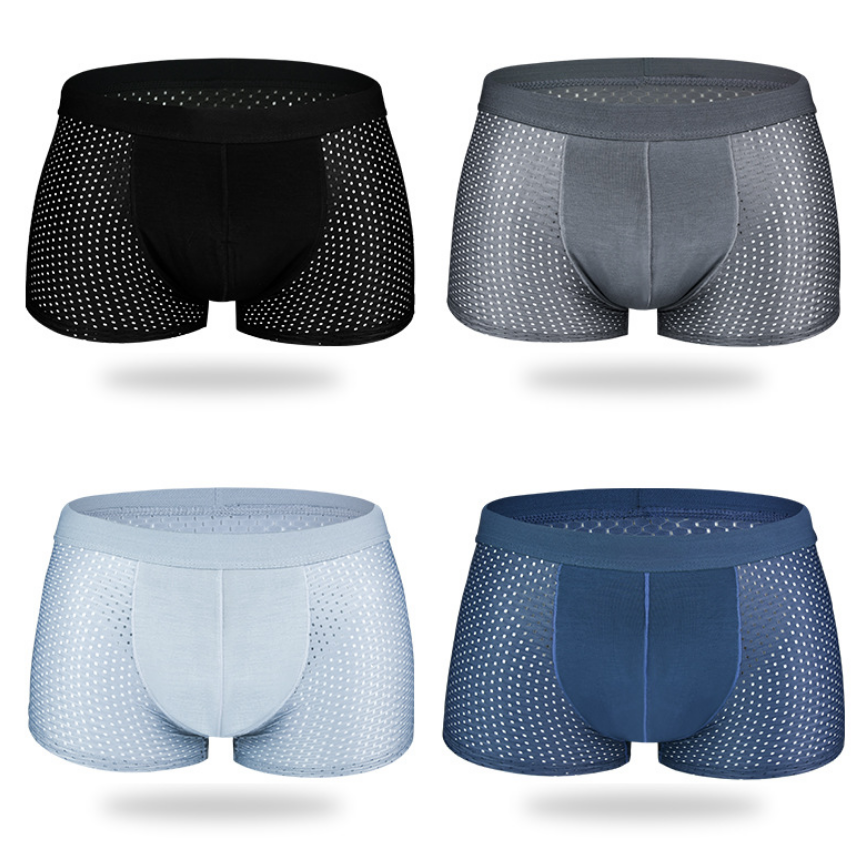 4Pcs Mesh Boxer Shorts Underwear Cool Ice Silk Men Boxers Underpants Super Breathable Sexy Panties