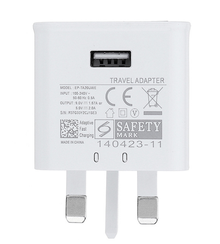 British plug with fast charging position for Samsung phones Android phones