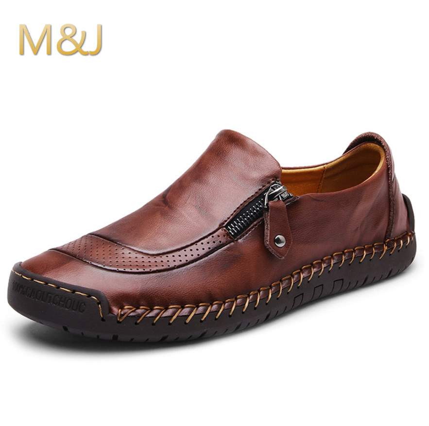 Classic Men Casual Shoes Loafers Men Shoes Quality Split Leather Shoes Men Flats Shoes Plus Size