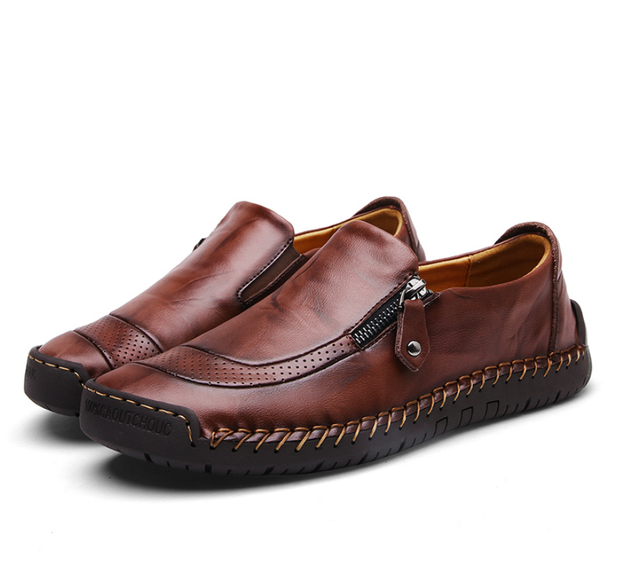 Classic Men Casual Shoes Loafers Men Shoes Quality Split Leather Shoes Men Flats Shoes Plus Size