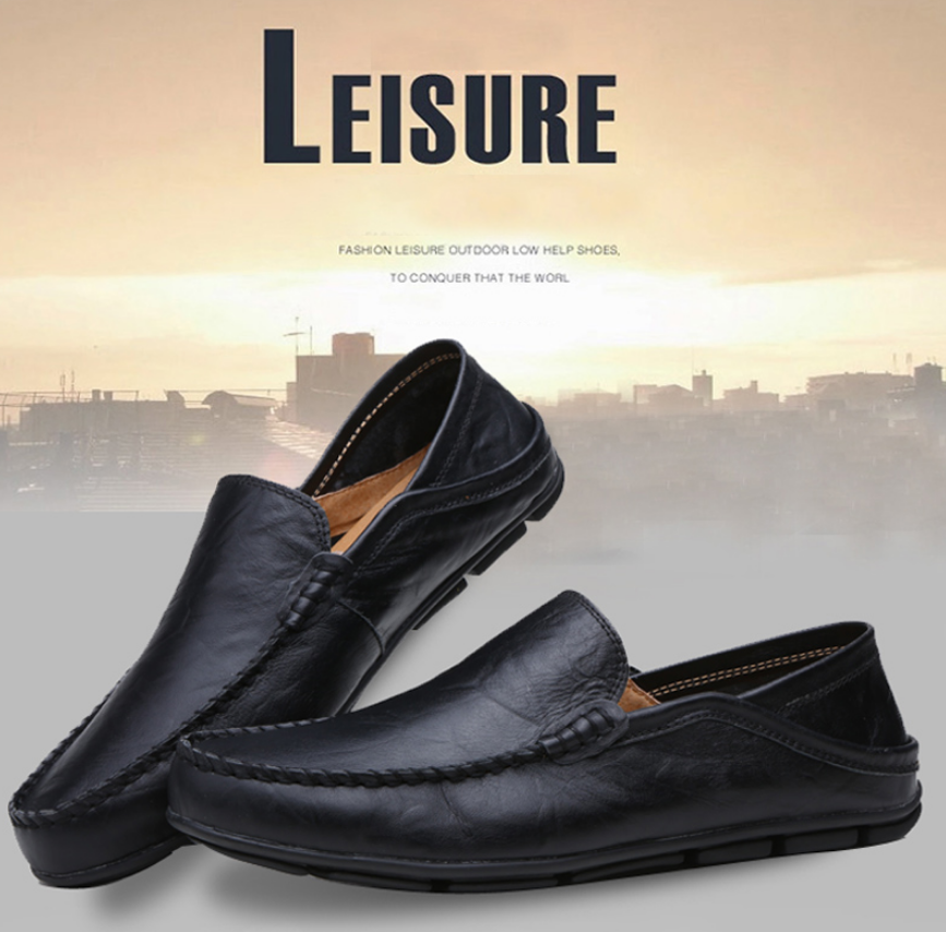 Fashion Genuine Leather Men Shoes Casual Flat Men Shoes Waterproof Breathable Loafers Men