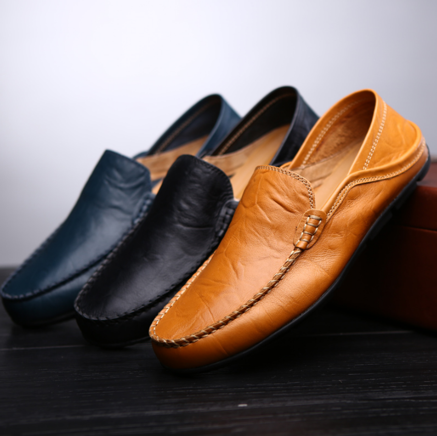 Fashion Genuine Leather Men Shoes Casual Flat Men Shoes Waterproof Breathable Loafers Men