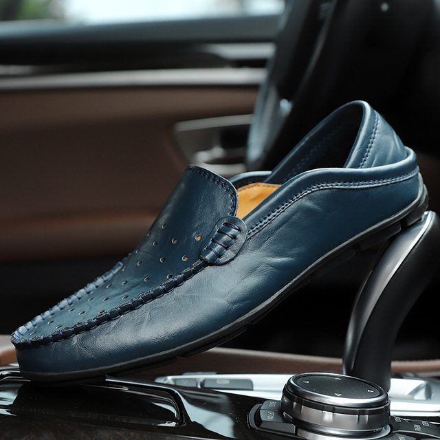 Fashion Genuine Leather Men Shoes Casual Flat Men Shoes Waterproof Breathable Loafers Men
