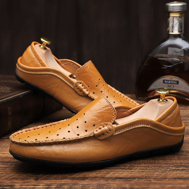 Fashion Genuine Leather Men Shoes Casual Flat Men Shoes Waterproof Breathable Loafers Men