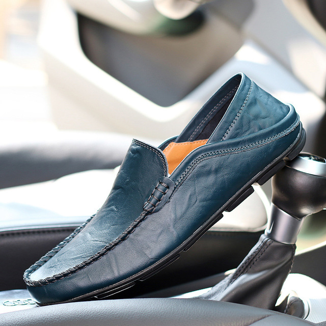 Fashion Genuine Leather Men Shoes Casual Flat Men Shoes Waterproof Breathable Loafers Men